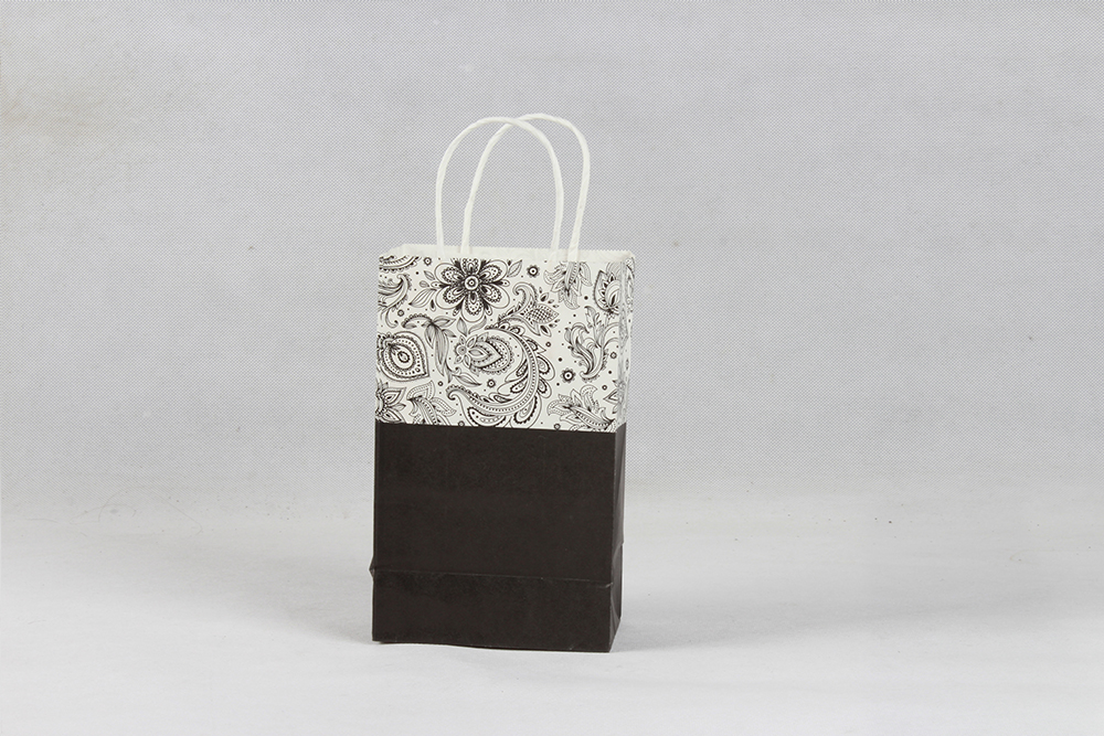 黑色花紋時尚禮品牛皮紙袋定制 黑色花紋時尚禮品牛皮紙袋定制