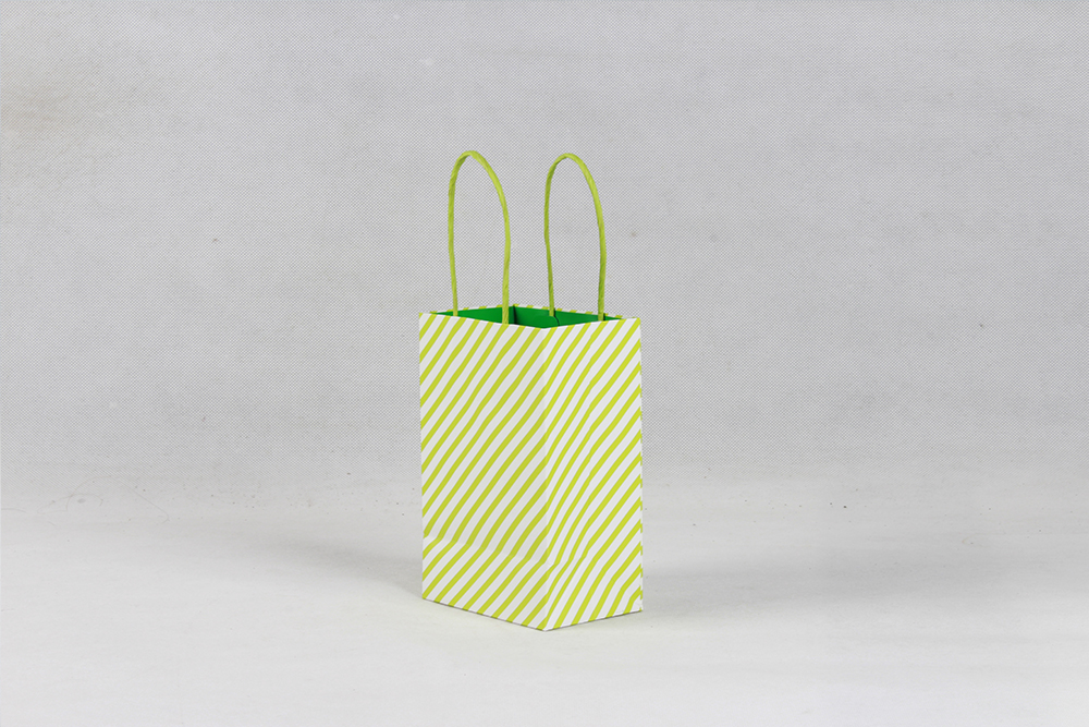 黃色斜條紋簡(jiǎn)約型禮品牛皮紙袋定制