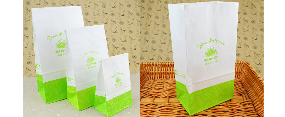 綠色底紋時尚牛皮食品袋定制