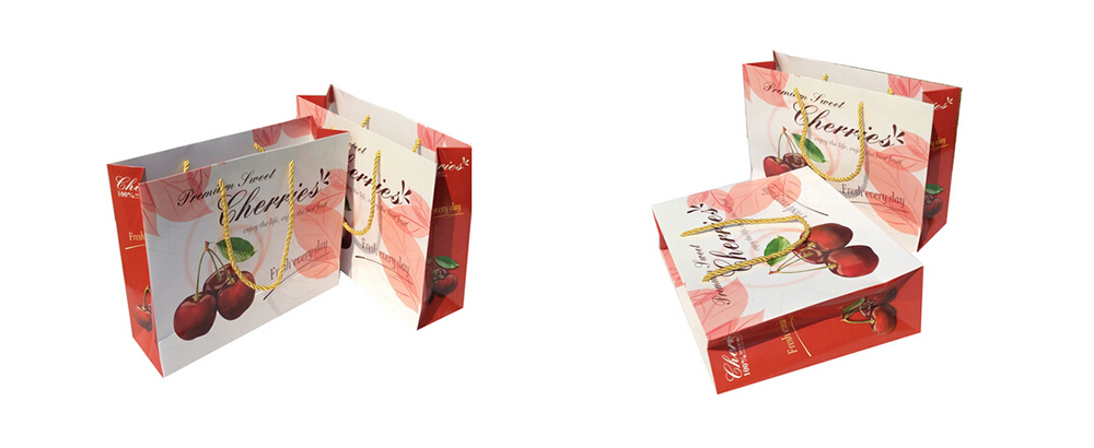 櫻桃紅色時尚禮品牛皮食品袋定制